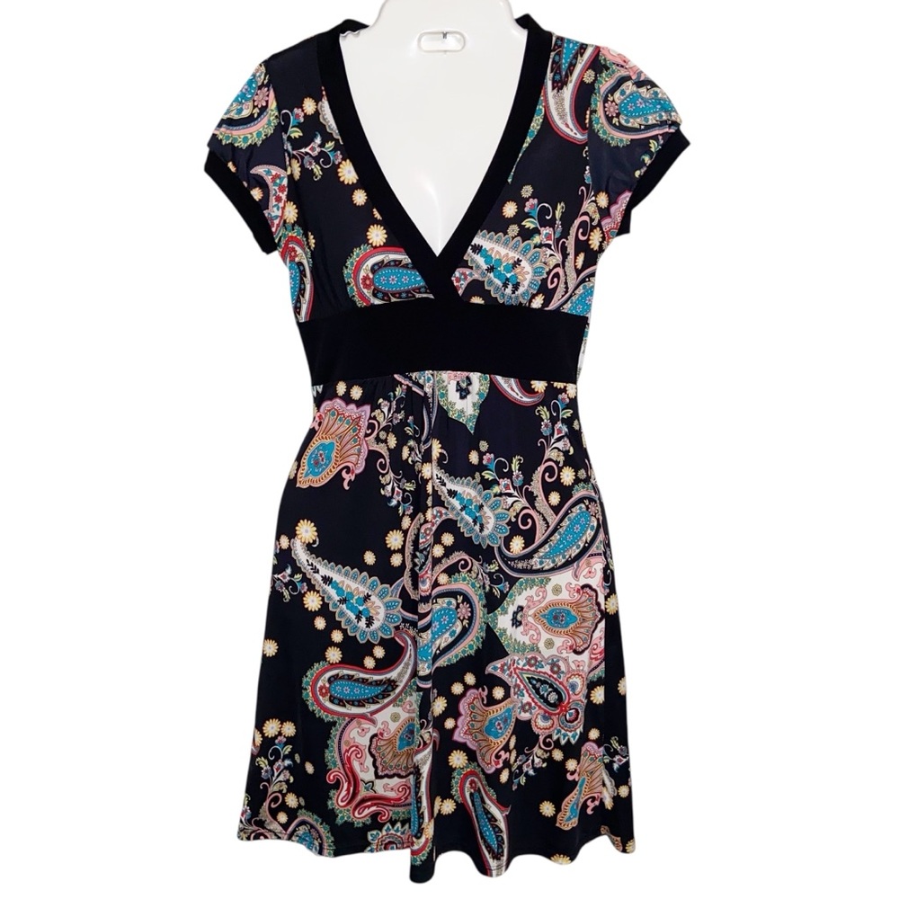 Vintage Lipstick Dress Womens Medium 90s Y2K Babydoll Whimsigoth Stretch Paisley
